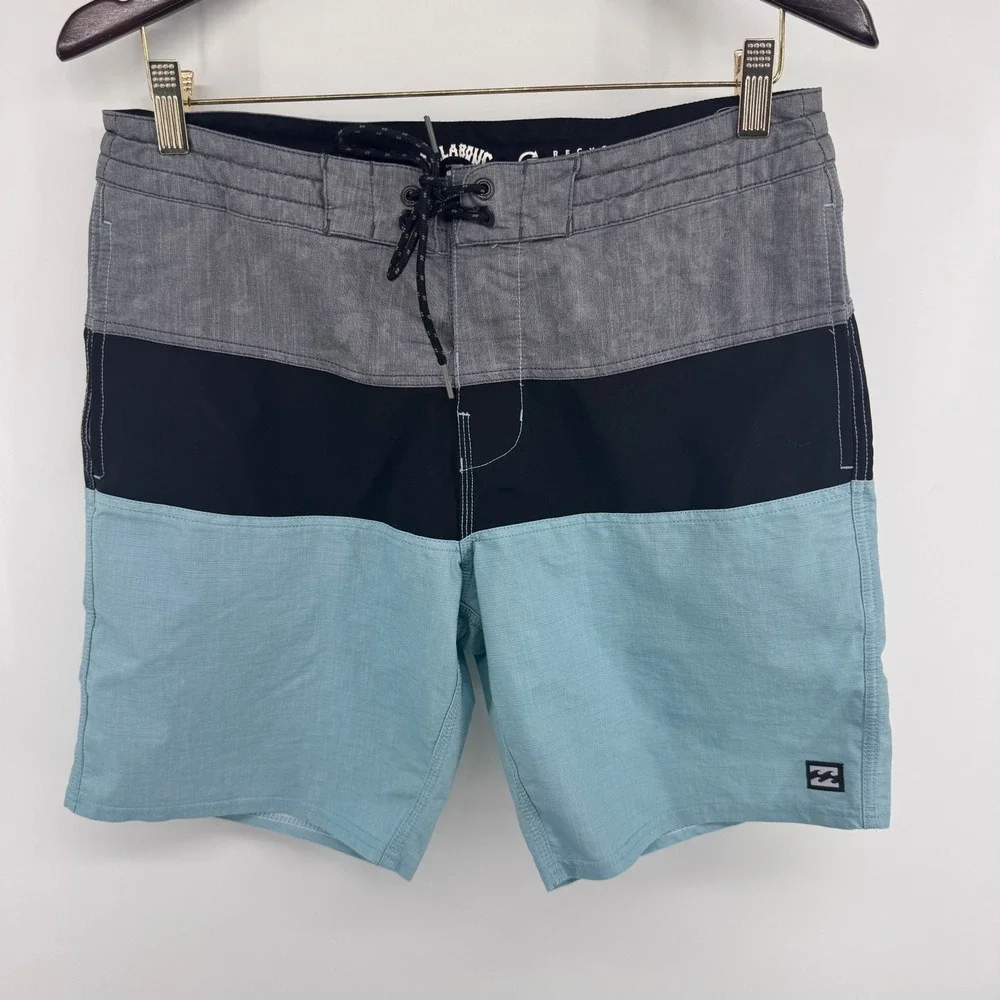 Billabong Mens Tribong Lo Tide Colorblock Board Shorts Grey Black Blue Size 31